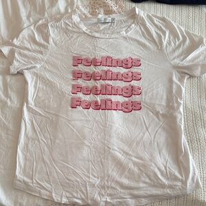 Urban Outfitters White Tee with Pink Text